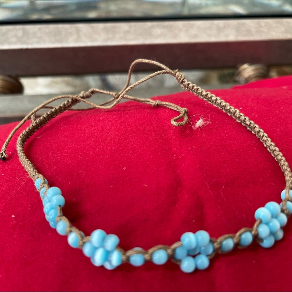 Handmade Brown and Blue Beaded Bracelet